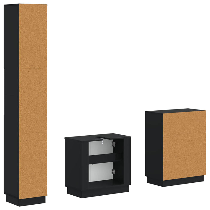 Set de cabinet pentru baie cu 3 piese HOORN Negru - WALTI WALTI