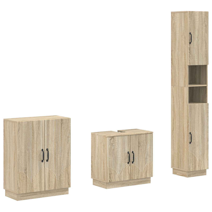 Set de cabinet pentru baie cu 3 piese HOORN Stejar Sonoma - WALTI WALTI