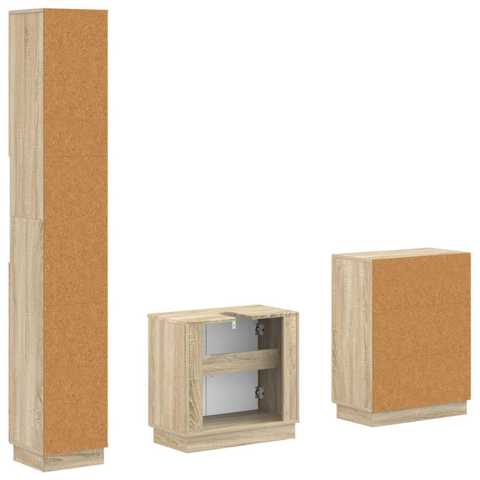 Set de cabinet pentru baie cu 3 piese HOORN Stejar Sonoma - WALTI WALTI