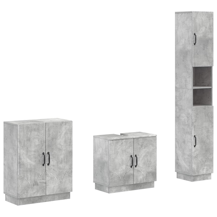 Set de cabinet pentru baie cu 3 piese HOORN Gri Beton - WALTI WALTI