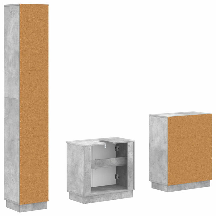 Set de cabinet pentru baie cu 3 piese HOORN Gri Beton - WALTI WALTI