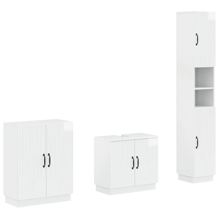 Set de cabinet pentru baie cu 3 piese HOORN Alb foarte lucios - WALTI WALTI