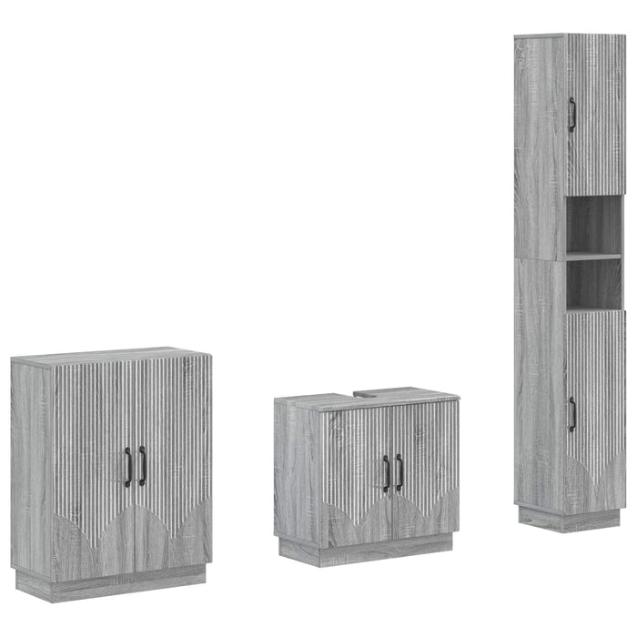 Set de cabinet pentru baie cu 3 piese HOORN Sonoma gri - WALTI WALTI