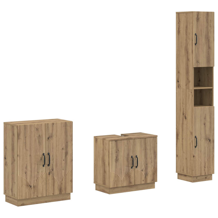 Set de cabinet pentru baie cu 3 piese HOORN Stejar Artizanal - WALTI WALTI