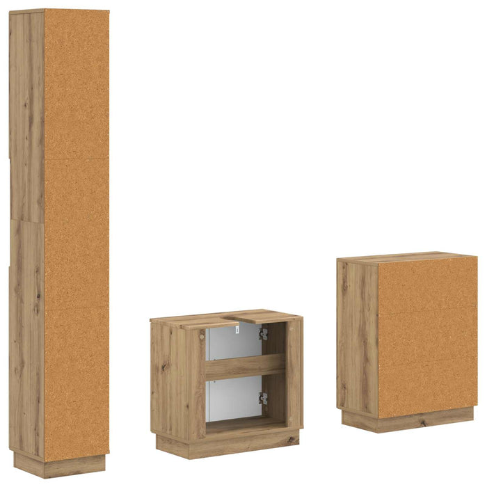 Set de cabinet pentru baie cu 3 piese HOORN Stejar Artizanal - WALTI WALTI