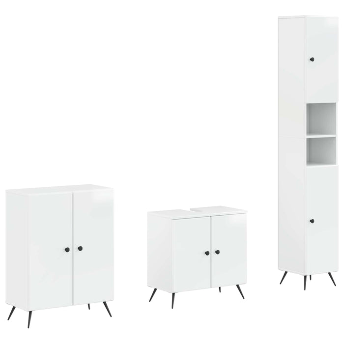 Set de cabinet pentru baie cu 3 piese BREDA Alb foarte lucios - WALTI WALTI
