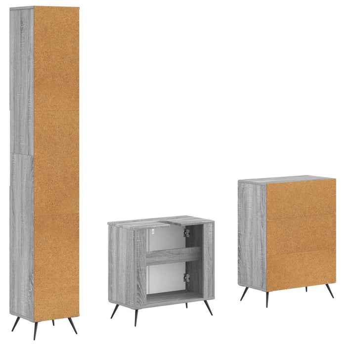 Set de cabinet pentru baie cu 3 piese BREDA Sonoma gri - WALTI WALTI
