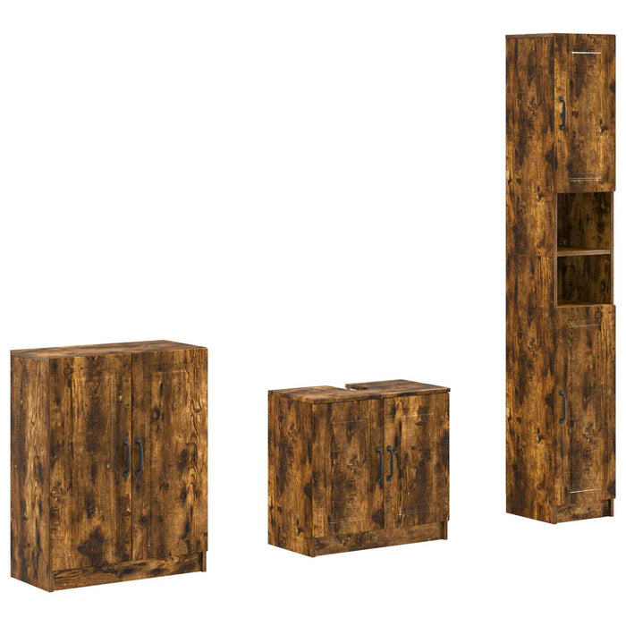 Set de cabinet pentru baie cu 3 piese UTRECHT Stejar fumuriu - WALTI WALTI