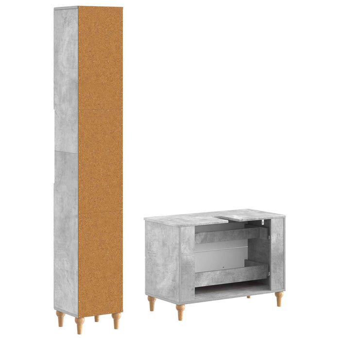 Set de dulapuri pentru baie, 2 piese ALKMAAR Gri Beton - WALTI WALTI