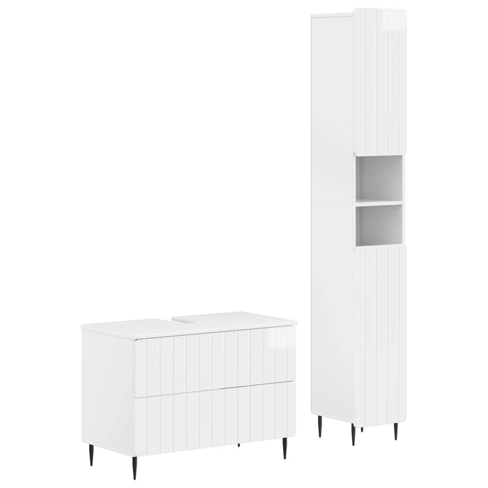 Set de dulapuri pentru baie, 2 piese ZWOLLE Alb foarte lucios - WALTI WALTI