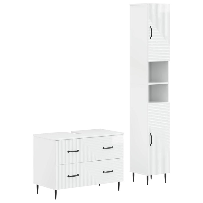 Set de dulapuri pentru baie, 2 piese HAARLEM Alb foarte lucios - WALTI WALTI