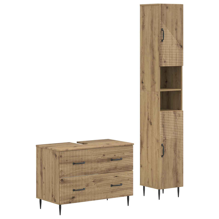 Set de dulapuri pentru baie, 2 piese HAARLEM Stejar Artizanal - WALTI WALTI