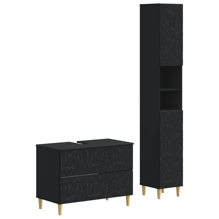 Set de dulapuri pentru baie, 2 piese DELFT Negru Lemn prelucrat - WALTI WALTI
