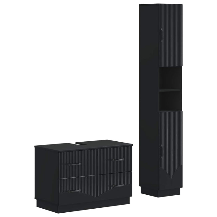 Set de dulapuri pentru baie, 2 piese HOORN Negru Lemn prelucrat - WALTI WALTI