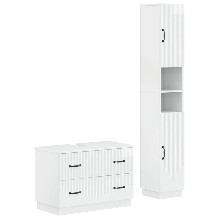 Set de dulapuri pentru baie, 2 piese HOORN Alb foarte lucios - WALTI WALTI
