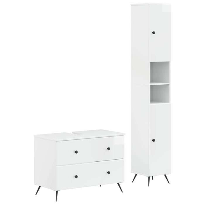 Set de dulapuri pentru baie, 2 piese BREDA Alb foarte lucios - WALTI WALTI