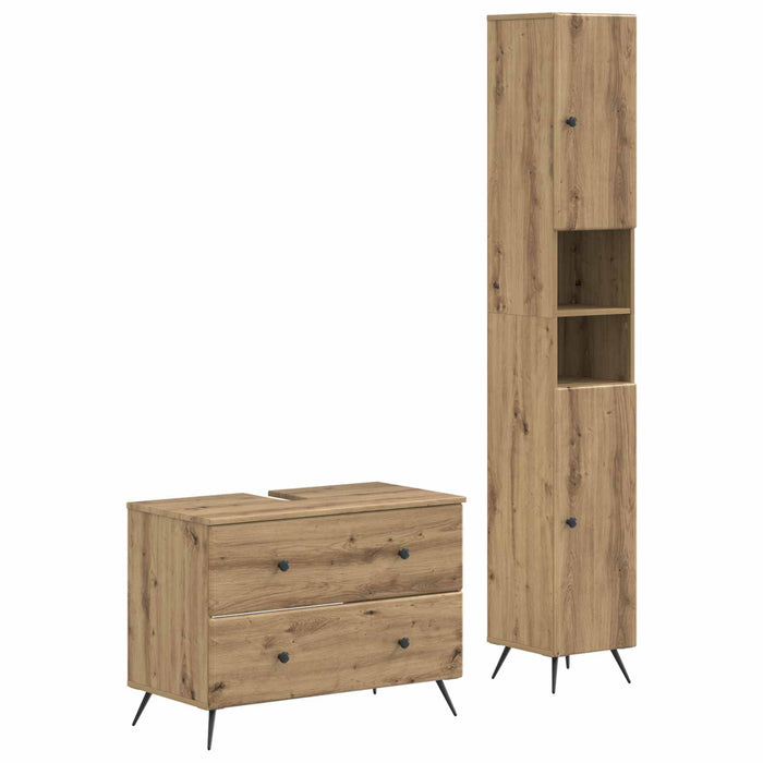 Set de dulapuri pentru baie, 2 piese BREDA Stejar Artizanal - WALTI WALTI