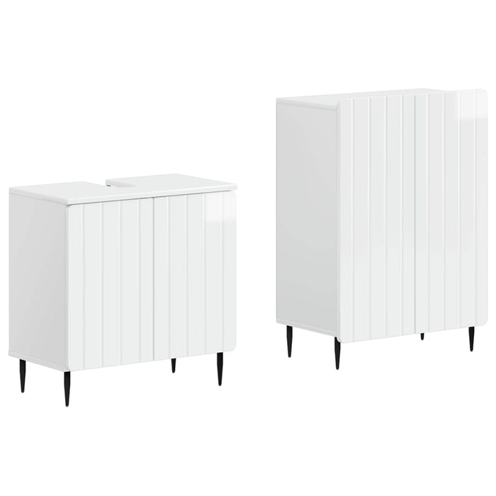 Set de dulapuri pentru baie, 2 piese ZWOLLE Alb foarte lucios - WALTI WALTI