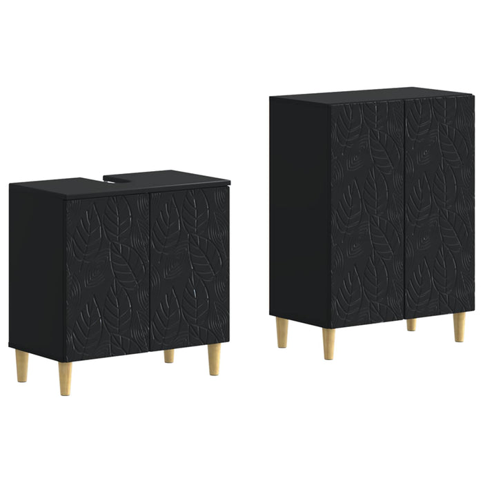 Set de dulapuri pentru baie, 2 piese DELFT Negru Lemn prelucrat - WALTI WALTI