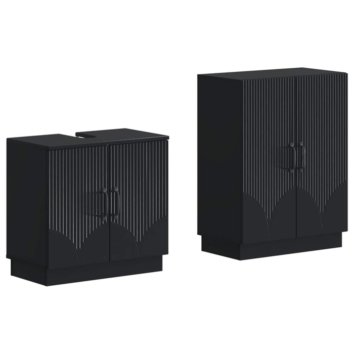 Set de dulapuri pentru baie, 2 piese HOORN Negru Lemn prelucrat - WALTI WALTI