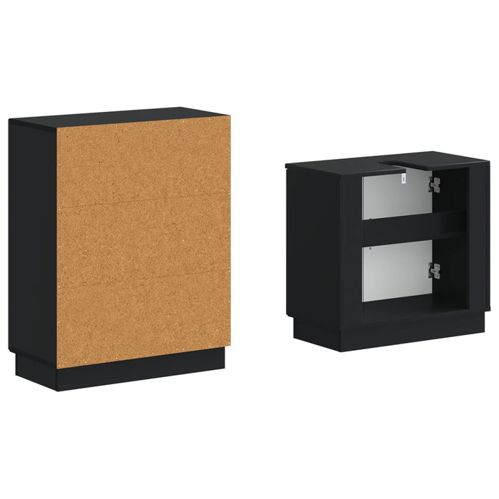 Set de dulapuri pentru baie, 2 piese HOORN Negru Lemn prelucrat - WALTI WALTI