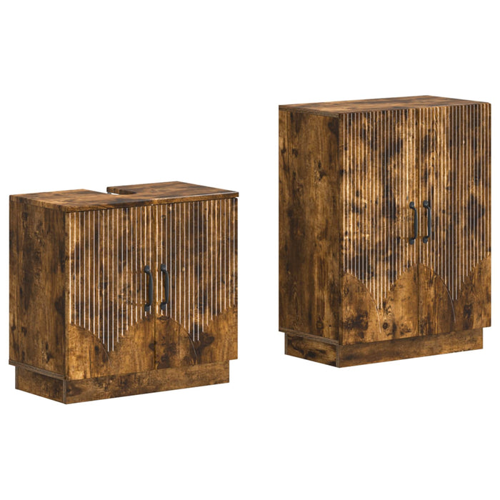 Set de dulapuri pentru baie, 2 piese HOORN Stejar fumuriu - WALTI WALTI