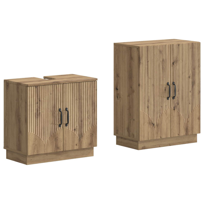 Set de dulapuri pentru baie, 2 piese HOORN Stejar Artizanal - WALTI WALTI