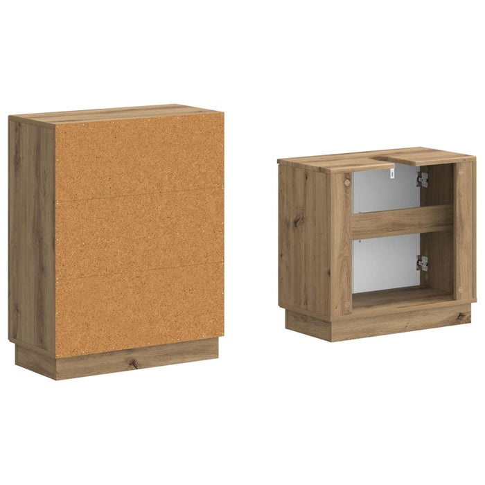 Set de dulapuri pentru baie, 2 piese HOORN Stejar Artizanal - WALTI WALTI