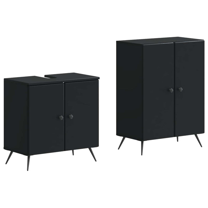 Set de dulapuri pentru baie, 2 piese BREDA Negru Lemn prelucrat - WALTI WALTI