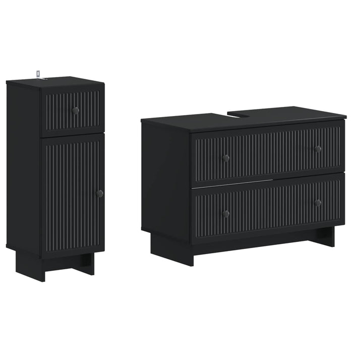 Set de dulapuri pentru baie, 2 piese EDE Negru Lemn prelucrat - WALTI WALTI