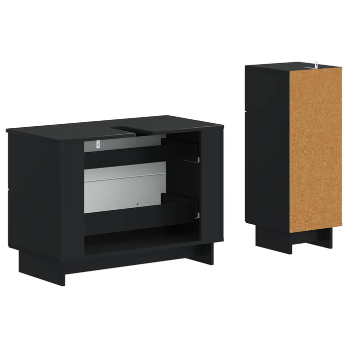 Set de dulapuri pentru baie, 2 piese EDE Negru Lemn prelucrat - WALTI WALTI