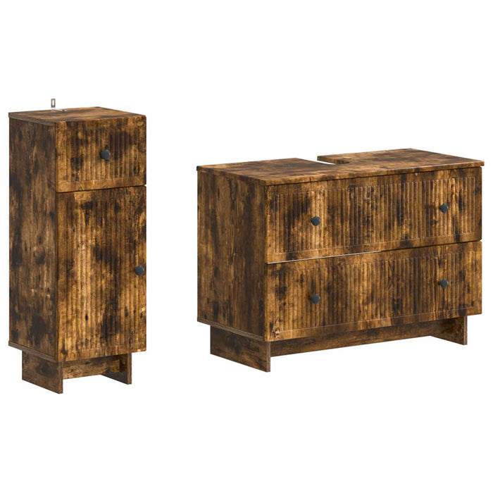 Set de dulapuri pentru baie, 2 piese EDE Stejar fumuriu - WALTI WALTI