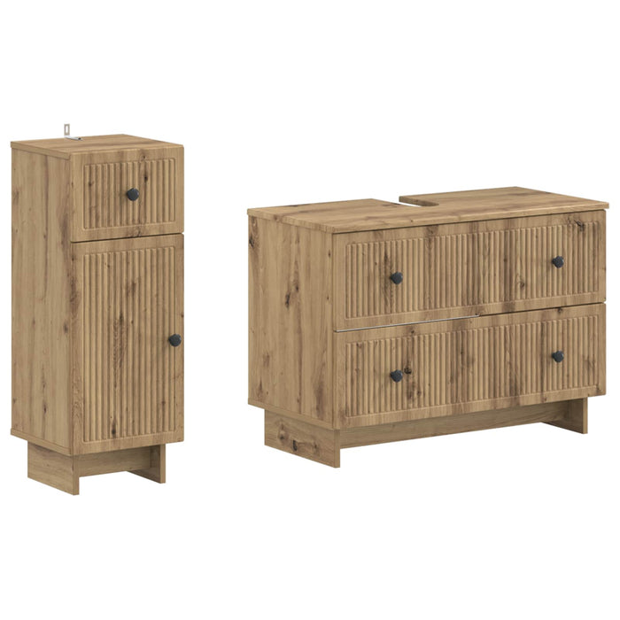 Set de dulapuri pentru baie, 2 piese EDE Stejar Artizanal - WALTI WALTI