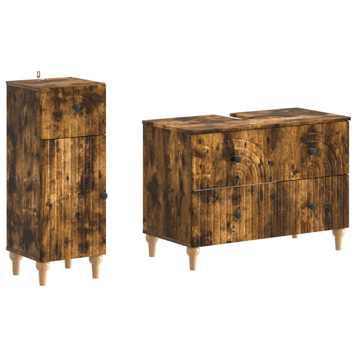 Set de dulapuri pentru baie, 2 piese ALKMAAR Stejar fumuriu - WALTI WALTI