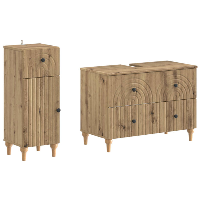 Set de dulapuri pentru baie, 2 piese ALKMAAR Stejar Artizanal - WALTI WALTI