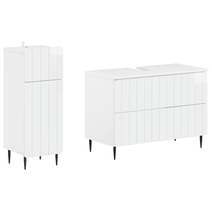 Set de dulapuri pentru baie, 2 piese ZWOLLE Alb foarte lucios - WALTI WALTI