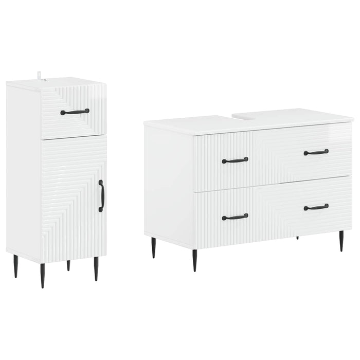 Set de dulapuri pentru baie, 2 piese HAARLEM Alb foarte lucios - WALTI WALTI