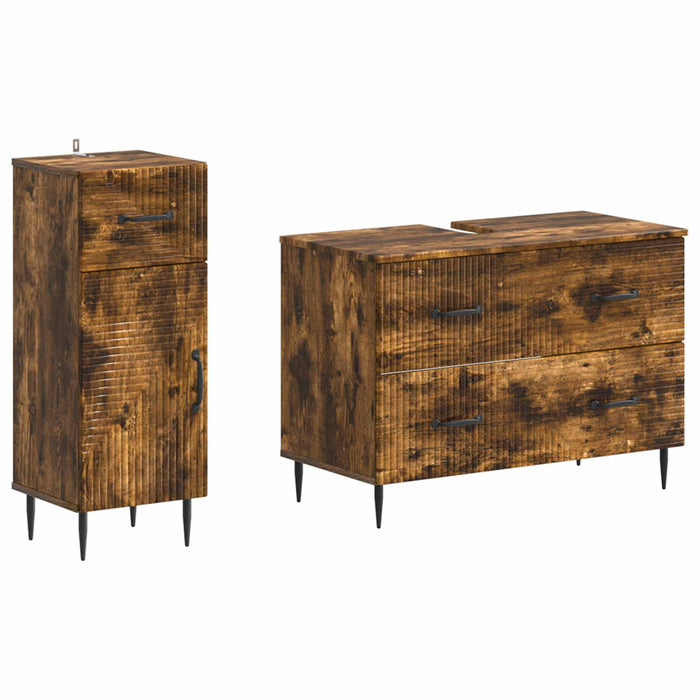 Set de dulapuri pentru baie, 2 piese HAARLEM Stejar fumuriu - WALTI WALTI