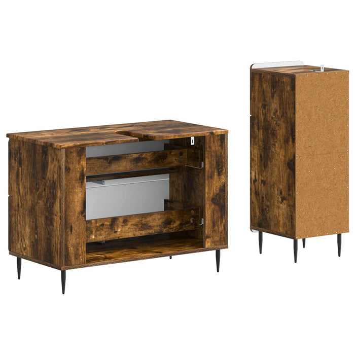 Set de dulapuri pentru baie, 2 piese HAARLEM Stejar fumuriu - WALTI WALTI