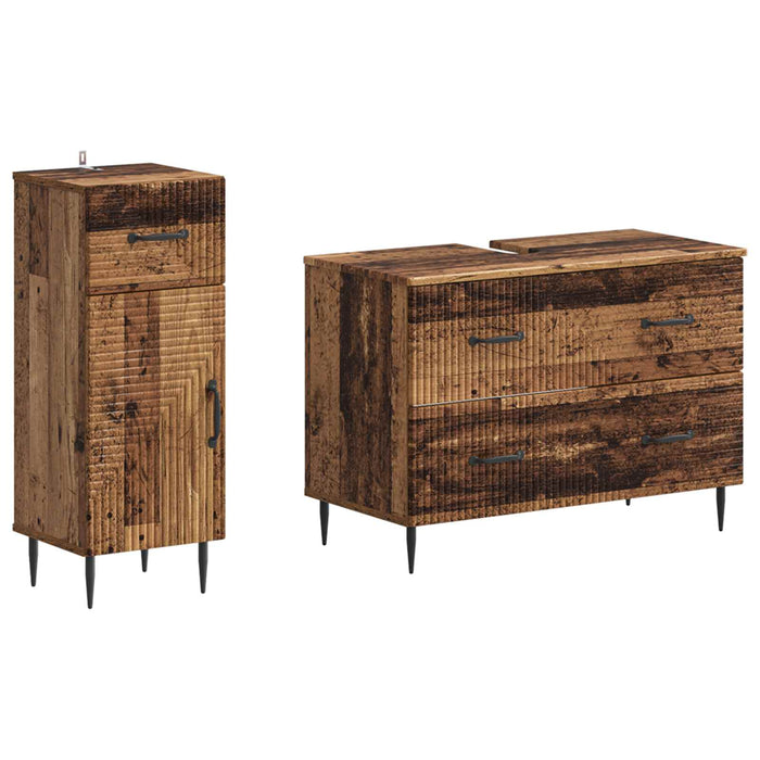 Set de dulapuri pentru baie, 2 piese HAARLEM Lemn vechi - WALTI WALTI