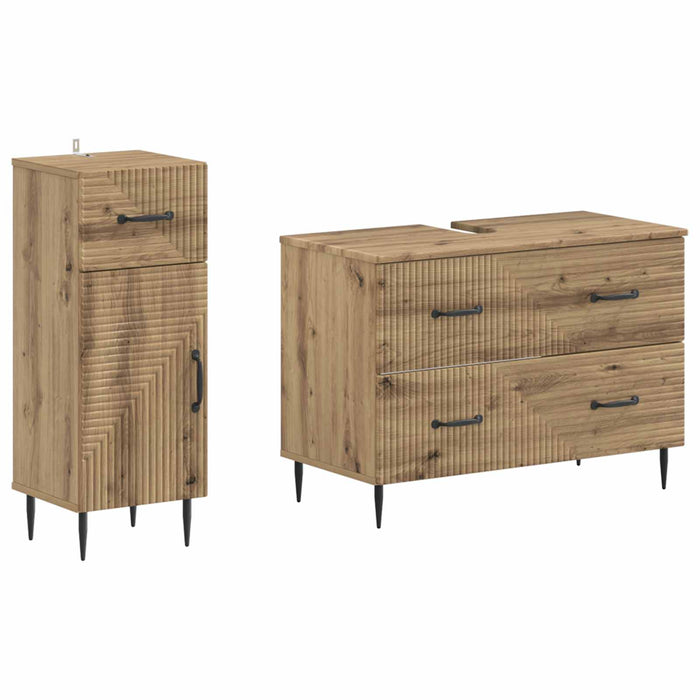 Set de dulapuri pentru baie, 2 piese HAARLEM Stejar Artizanal - WALTI WALTI