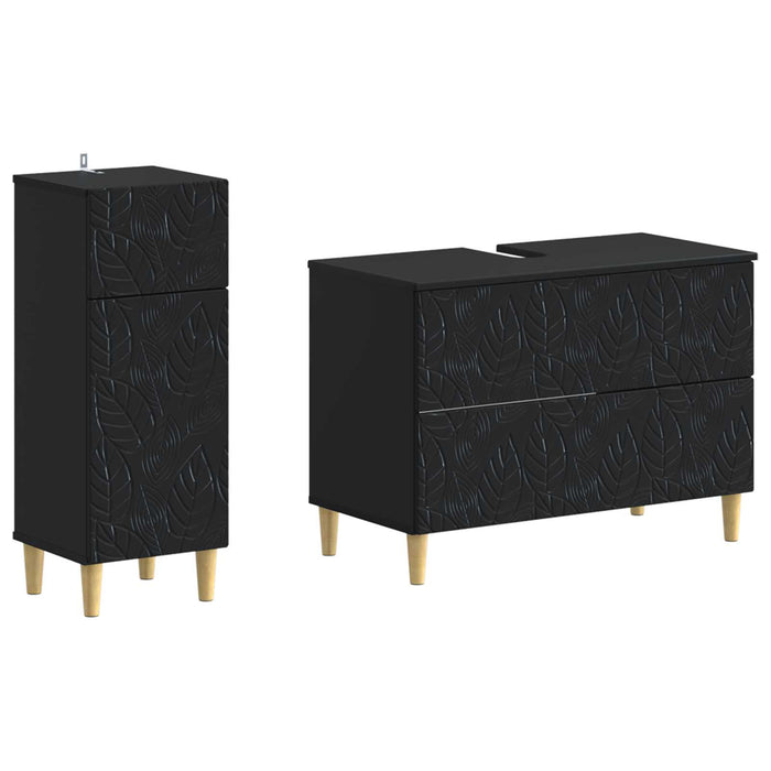 Set de dulapuri pentru baie, 2 piese DELFT Negru Lemn prelucrat - WALTI WALTI