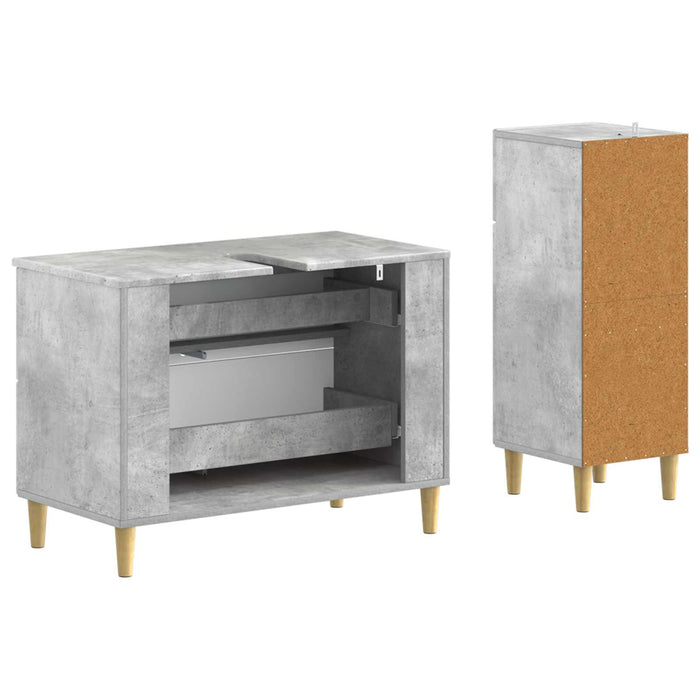 Set de dulapuri pentru baie, 2 piese DELFT Gri Beton - WALTI WALTI