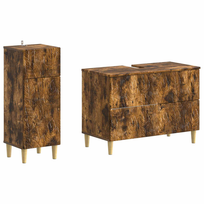 Set de dulapuri pentru baie, 2 piese DELFT Stejar fumuriu - WALTI WALTI