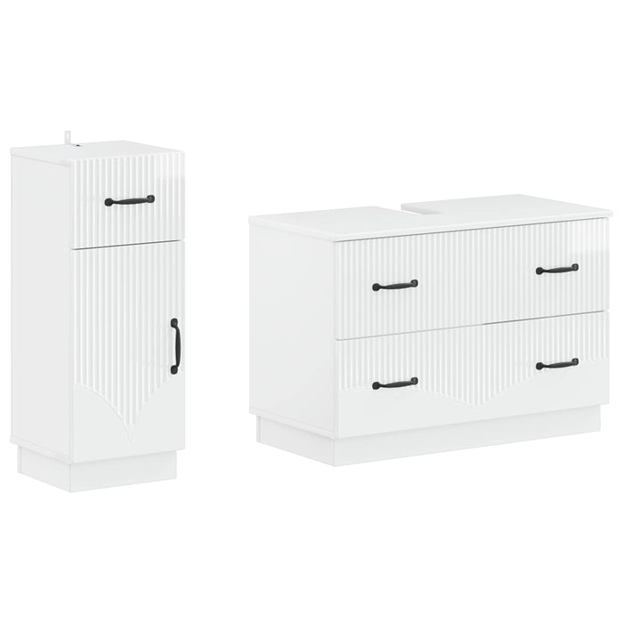 Set de dulapuri pentru baie, 2 piese HOORN Alb foarte lucios - WALTI WALTI