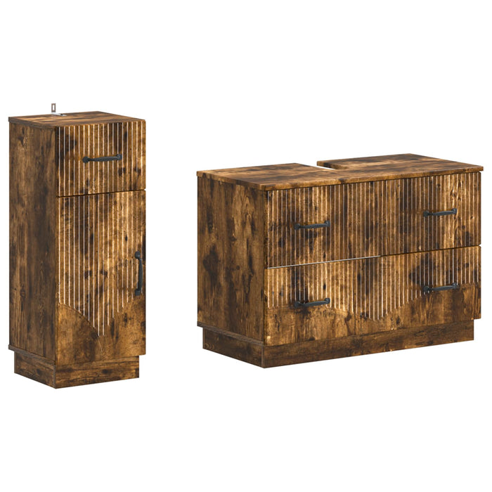 Set de dulapuri pentru baie, 2 piese HOORN Stejar fumuriu - WALTI WALTI