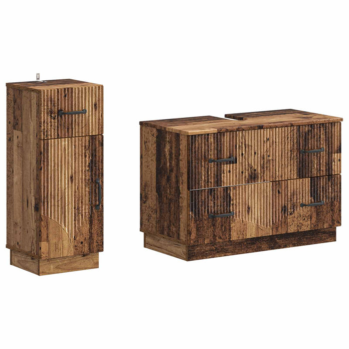 Set de dulapuri pentru baie, 2 piese HOORN Lemn vechi - WALTI WALTI