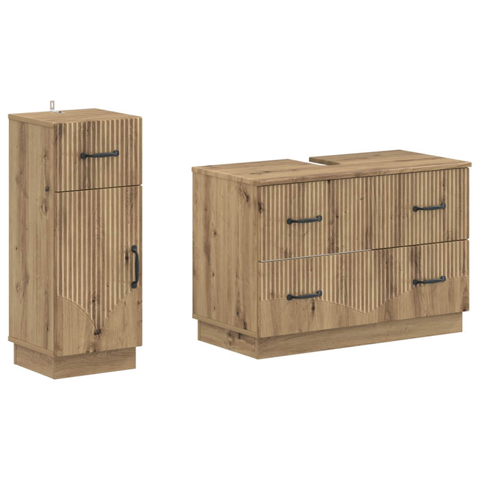 Set de dulapuri pentru baie, 2 piese HOORN Stejar Artizanal - WALTI WALTI