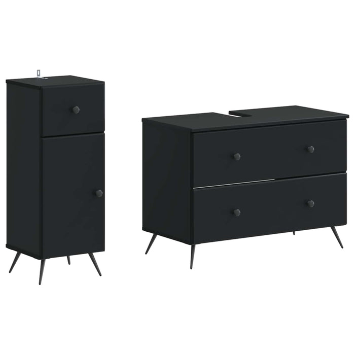 Set de dulapuri pentru baie, 2 piese BREDA Negru Lemn prelucrat - WALTI WALTI