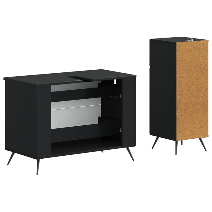 Set de dulapuri pentru baie, 2 piese BREDA Negru Lemn prelucrat - WALTI WALTI
